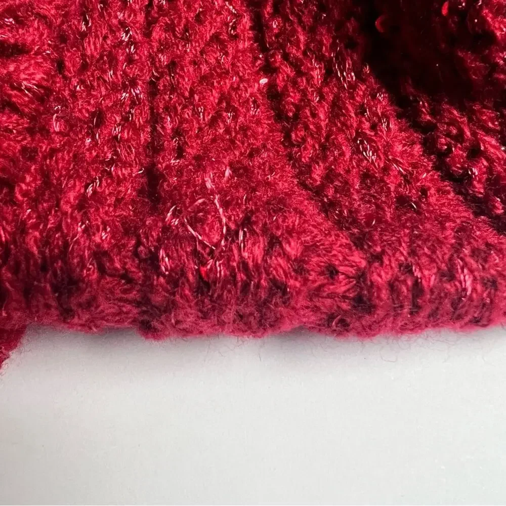 Sonoma Women's Red Supercozy Winter Beanie Pompom Hat